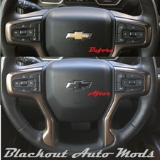 Gloss Black Steering Wheel Bowtie Overlay Chevy Silverado 2014-2026 Precut Decal picture