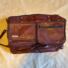 Bon Voyage Vintage Brown Faux Leather Travel Duffel Bag Shoulder Strap picture