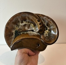 Large Vintage 1970’s Ceramic Drip Glaze MCM Ashtray Brown Themed Retro Tray picture