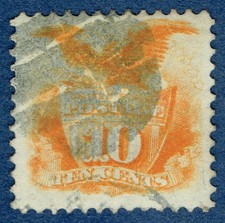 USA 1869 Scott#116 used 10¢ yellow Signed cv:$110 