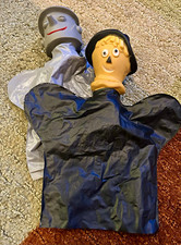 Vintage Hand Puppets Lot of 2 Tin Man & Scarecrow Fabric Bodies Plastic Heads picture
