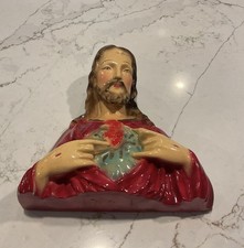 Vintage Religious Jesus Christ Chalk Wear Sacred Heart picture