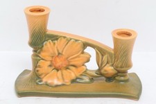 Roseville Peony Double Stick Candle Holder Vintage Art Pottery picture