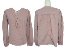 Magaschoni Women's Long Puff Sleeves Dusty Rose 100% Organic Cotton Medium picture