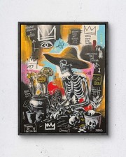 FRAMED: Faris Original 11x14 Expressionist Skeleton Sombrero Garden Signed Wall picture