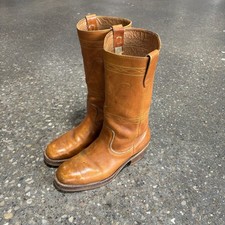 Vintage 70’s Longhorn Steer Stitching Brown Leather Campus Boots Men’s 9.5E picture