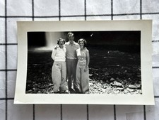 Vintage Snapshot Photograph – Three Adults Posed at Waterfall, c. 1930s–1940s picture
