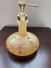 VTG Minnetonka Design Frosted Yellow  Pump Soap Dispenser with Painted Flowers picture
