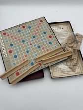 Vintage 1948-1953 Scrabble Board Game Selchow & Righter Wood Tiles USA Complete picture