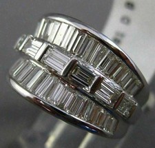 ESTATE WIDE 2.81CT BAGUETTE DIAMOND 18KT WHITE GOLD 3D WEDDING ANNIVERSARY RING picture