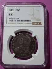 1831 CAPPED BUST HALF DOLLAR. F 12. NGC CERTIFIED picture