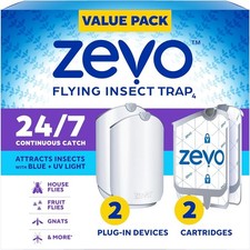 Zevo Flying Insect Trap (2 Plug-in Bases + 2 Cartridges) Featuring Blue UV Light picture