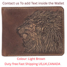 New Genuine Leather Roaring Lion Embossed Mens Wallet RFID Protected picture