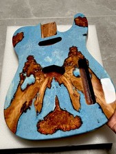 5A Handmade Guitar Body Blue Resin Mahogany Wood Burl Wood Grain Artistic Finish picture