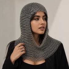 Medieval Chainmail Coif Hood Knight Armor LARP Cosplay Renaissance Costume picture