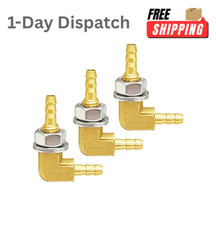 .Joywayus 3PCS 3/16 Hose Barb Thru-Bulkhead 90 Elbow Brass picture