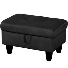 GRETERST Rectangular Storage Ottoman Bench Black 28.5