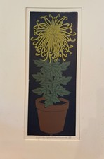 Jacques Hnizdovsky - 1976 Yellow Chrysanthemum Linocut 22/150 picture