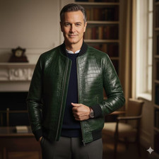 Men’s Leather Embossed Jacket – Premium Genuine or Faux Leather | Vintage Biker, picture