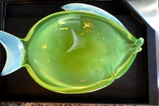 RARE Cenedese Antonio Fish Bowl Da Ros Murano Art Glass Green Opal  13