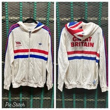 Rare Vintage Adidas Hoodie Track Jacket Great Britain Olympic Games XL Spell Out picture