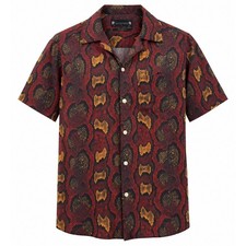 AllSaints Copperhead SS Shirt Red Snakeskin Relaxed Fit Mens Size Medium picture