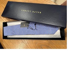 Polo Ralph Lauren Silk Tie Blue Geometric Medallion Hand Made in Italy NIB picture