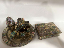 Vintage Mexican alpaca silver an analone shell set  picture