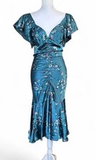 VTG Betsey Johnson Silk Charmeuse Mermaid Style Floral Midi Dress Sz 6 picture