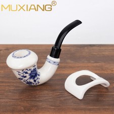 MUXIANG Ceramic Calabash Pipe 9mm Bent Stem Tobacco Smoking Pipe With Pipe Rack picture