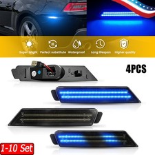 1-10 Set Smoked Scanning Blue LED Side Marker Lights Fit Chevrolet Camaro 10-15 picture