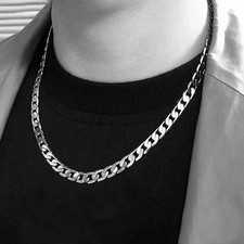 Men's 925 Sterling Silver Chain Elegant Stylish Necklace Jewelry picture