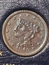 1849 BRAIDED HAIR HALF CENT. XF/ AU CONDITION. LOW MINTAGE SCARCE. picture