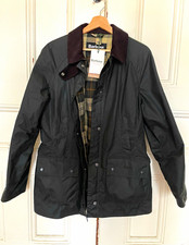 Barbour Men’s Green Wax Jacket Plaid Size 40 Zip Snap Mid-Length Point Collar picture
