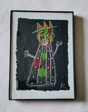 Karl Mullen Irish Outsider Artist Brut Painting  Colorful Jester Figure picture
