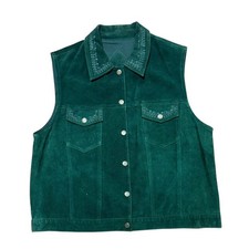 Vintage Agapo Collection Green Suede Buttoned Vest Womens XL picture