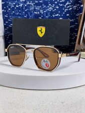 Vintage Ray‑Ban RB3675 Ferrari Co‑Branded Gold Tortoise Polarized Sunglasses picture