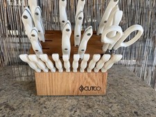Cutco Homemaker Knife Set w/Oak Block 24 Pc (1 Missing Knive) Pearl White/Extras picture