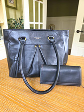 Tignanello Black Leather Pretty Pleats Shoulder Bag Plus Black Leather Wallet. picture