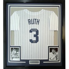 Framed Facsimile Autographed Babe Ruth 35x39 Pinstripe Jersey picture