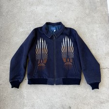 Pendleton Beaver State Wool Bomber Jacket Navy Sunburst Aztec XL VTG 1980 USA  picture