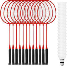 Wettarn 12 Pcs Badminton Rackets Bulk with 18 Nylon Badmintons, Shuttle Set for picture