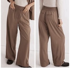 Madewell Size L Drapeweave Carly Wide Leg Pull On Pants Castle Rock Light Brown picture