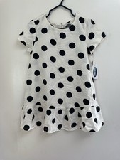 Old Navy Toddler Girl Big Polka Dot 100% Rayon Short Sleeve Peplum Dress Cream 2 picture