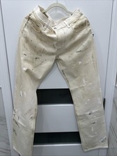 HELMUT LANG OFF WHITE LOW RISE PAINTED JEANS picture