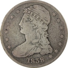 1838 Capped Bust Silver Half Dollar F Fine 50c Coin SKU:I28250 picture