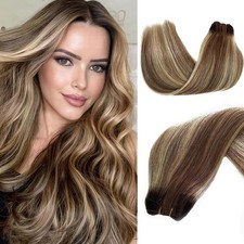 Valiilo 14 Inch Human Hair Extensions Sew in Balayage Brown Roots to Ash Brown picture