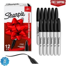 12 Sharpie Markers Fine Point Tip Black Permanent 30001 Sharpies Pens 12-Count picture