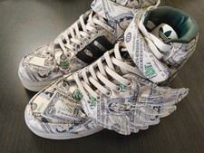 Jeremy Scotts hightop sneakers Wings Money Dollar Forum Mens US 9.5 picture