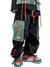Niepce Men’s Streetwear Techwear Patchwork Cargo Pants with Lace-Up Details picture